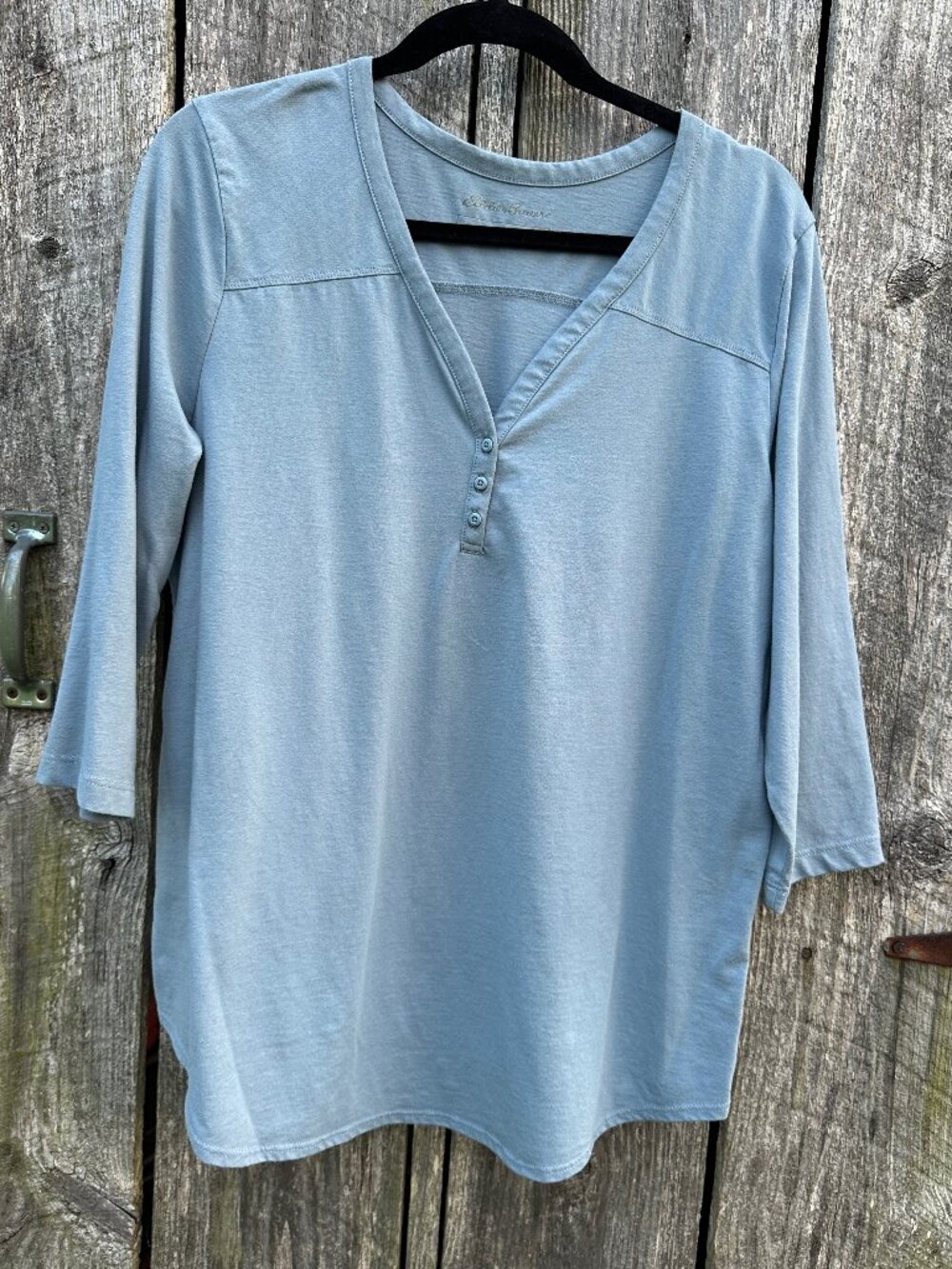 Eddie Bauer Women’s XL Blue 3/4 Sleeve Henley Top